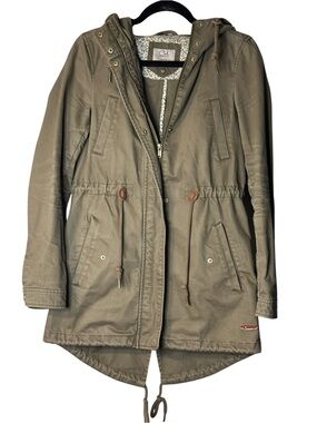 Clockhouse Olive Utility Anorak with Drawcord Waist & Hood, XS